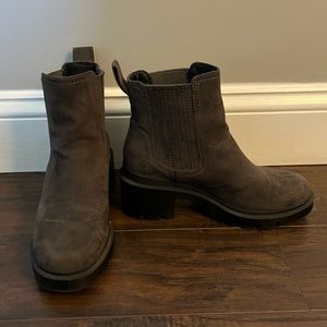Grey lug sole boots